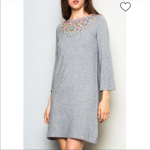 EUC THML Gray Pom Pom Confetti Sweater Dress - Picture 1 of 11